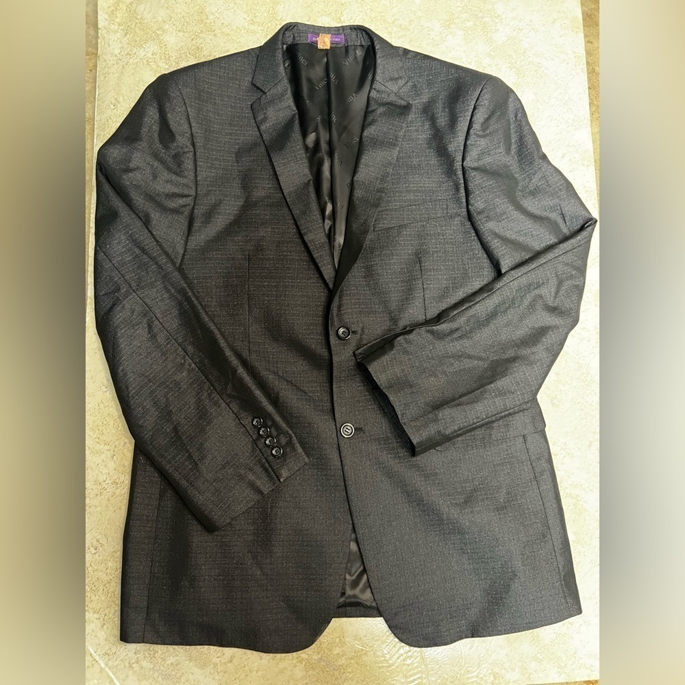 Vinci Men’s Black Suit Jacket Sports Coat 2 Button 46L Made In Italy